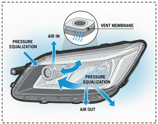 Pressure Equalization of Headlight